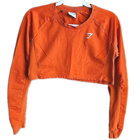 Gymshark Tops - Gymshark Long Sleeve Crop Sweatshirt Size Small Orange A1